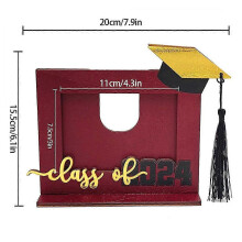 Photo Frame Wooden Graduation Picture Frame Bachelor Hat Letter Engraved Photo Holder for Office Home Decoration Blue