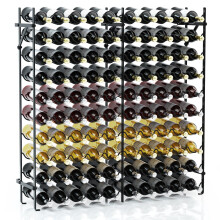 Botellero metálico de 10 niveles para 100 botellas, color negro