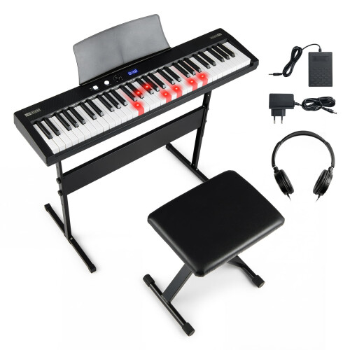 Juego de teclado electrónico de 61 teclas con soporte ajustable