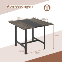 Vierkante vergadertafel, metalen frame, 4 zitplaatsen, grijs