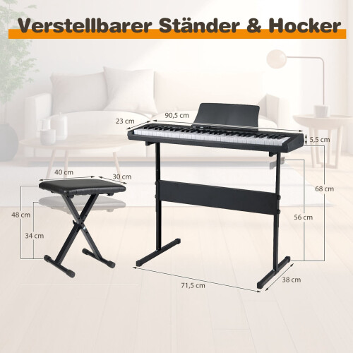 Juego de teclado electrónico de 61 teclas con soporte ajustable 1