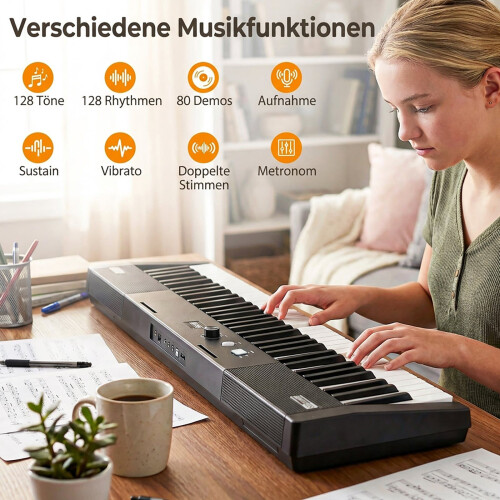 Juego de teclado electrónico de 61 teclas con soporte ajustable 2