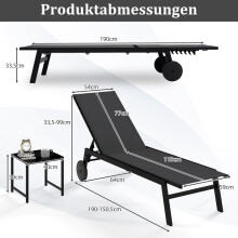 Verstelbare loungeset voor buiten met tafel, grijs