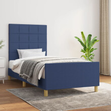 vidaXL sengestel uden madras blå 90x190 cm stof