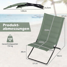 2-delige opklapbare strandstoelen met gewatteerde zittingen, groen