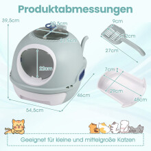 Gesloten kattenbak met lade en schepje, blauw