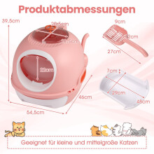 Gesloten kattenbak met lade en schepje, roze