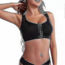 (M, BLACK) Post Surgical Bra Front Closure Post Surgery Compression Bras