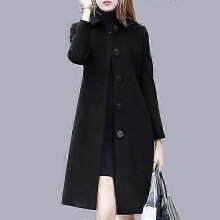 (XXXL, black) JWL-Woolen Coat Women's Long British Style Autumn Woolen Jacket Female Woolen Suit winter jacket women Outercoat Women cardigan