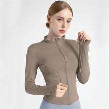 Giacca sportiva a maniche lunghe da donna con zip, maglietta da fitness/yoga invernale calda per la palestra, abbigliamento sportivo, cappotti da cor