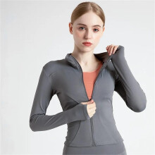 Giacca sportiva a maniche lunghe da donna con zip, maglietta da fitness/yoga invernale calda per la palestra, abbigliamento sportivo, cappotti da cor