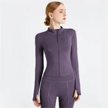 Giacca sportiva a maniche lunghe da donna con zip, ideale per fitness, yoga, inverno, calda, per palestra, abbigliamento sportivo, giacca da corsa, a