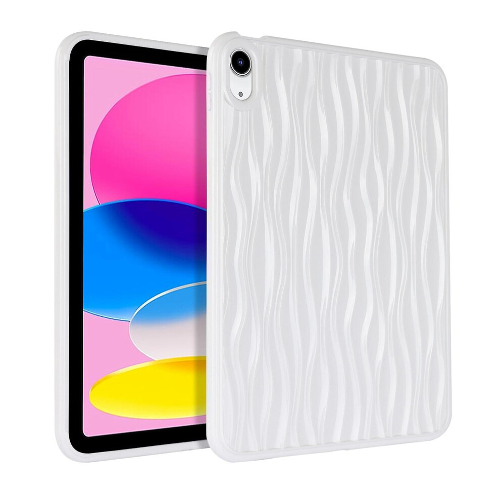 Compatible Ipad 10Th Gen 10.9 2022 Jelly Color Water Ripple Tpu Tablet Case: White 4684287387212