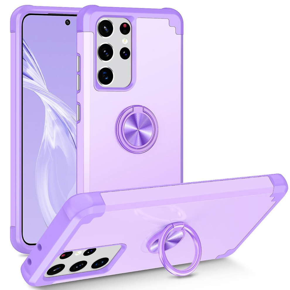 Compatible Samsung Galaxy S21 Ultra 5G Rotating Ring Holder Magnetic Phone Case:light Purple 4973247238283