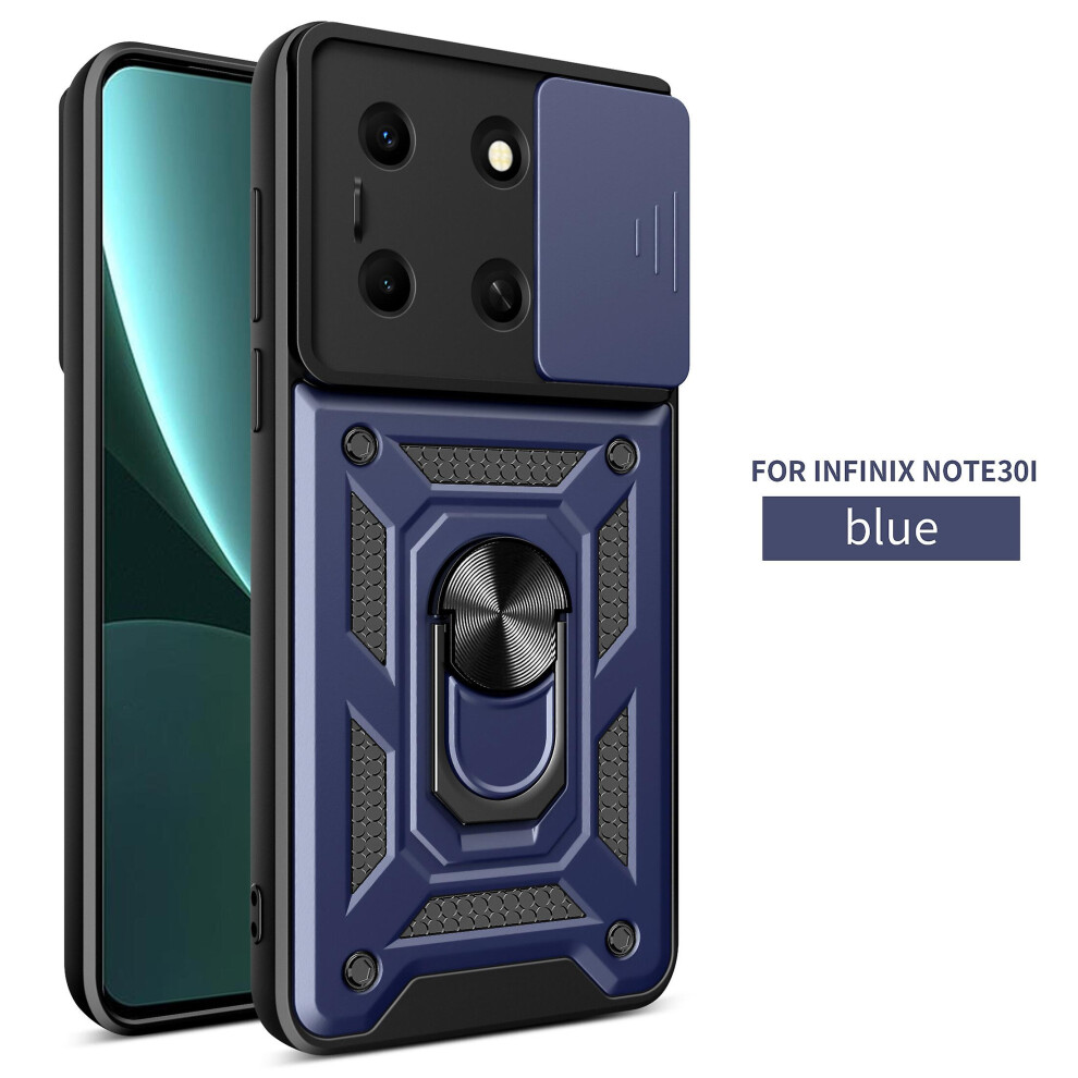 Magnetic Phone Case Compatible Infinix Note 30I, Slide Camera Lens Protection And Built In 360 Rotatable Ring Holder: Blue 6933657188774