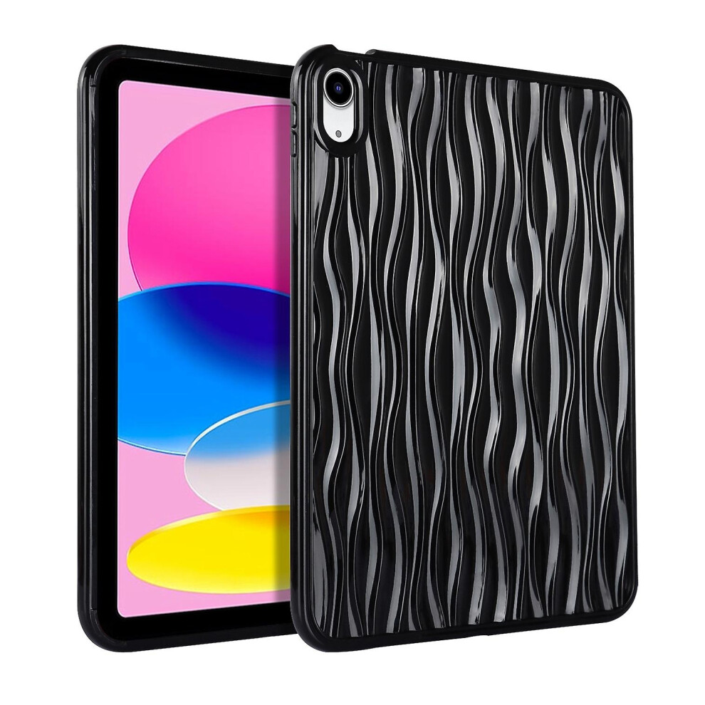 Compatible Ipad 10Th Gen 10.9 2022 Jelly Color Water Ripple Tpu Tablet Case: Black 7844003319461