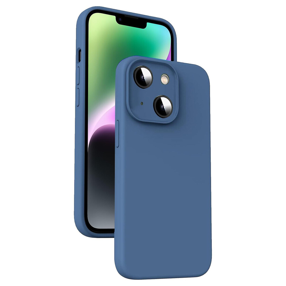 Compatible Iphone 14 Microfiber Liquid Silicone Shockproof Phone Case: Blue 8243971280282