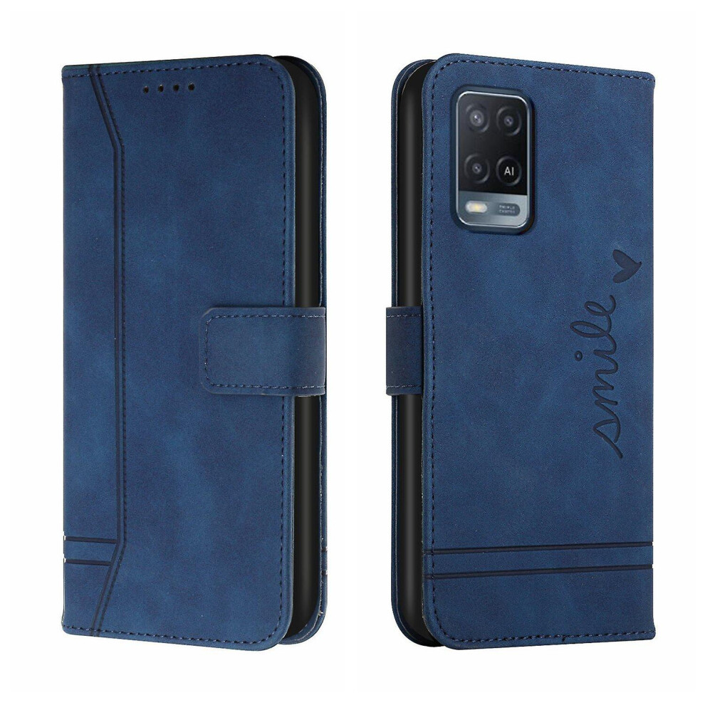 Leather Magnetic Closure Case With Flip Wallet Stand Function Cover Compatible Oppo A55 5G: Blue 5702815337740