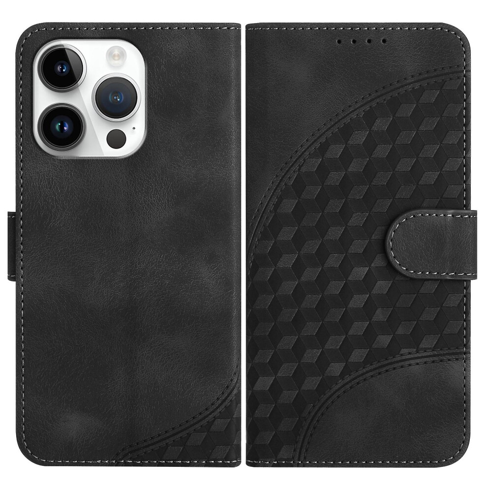 Compatible Iphone 13 Pro Elephant Head Embossed Phone Leather Case With Lanyard: Black 6421300248789