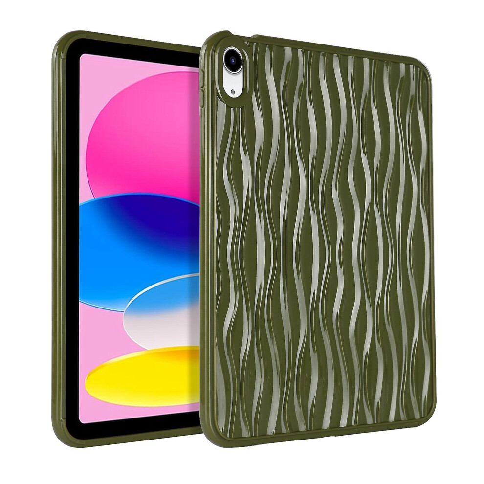 Compatible Ipad 10Th Gen 10.9 2022 Jelly Color Water Ripple Tpu Tablet Case:dark Green 7844003319478