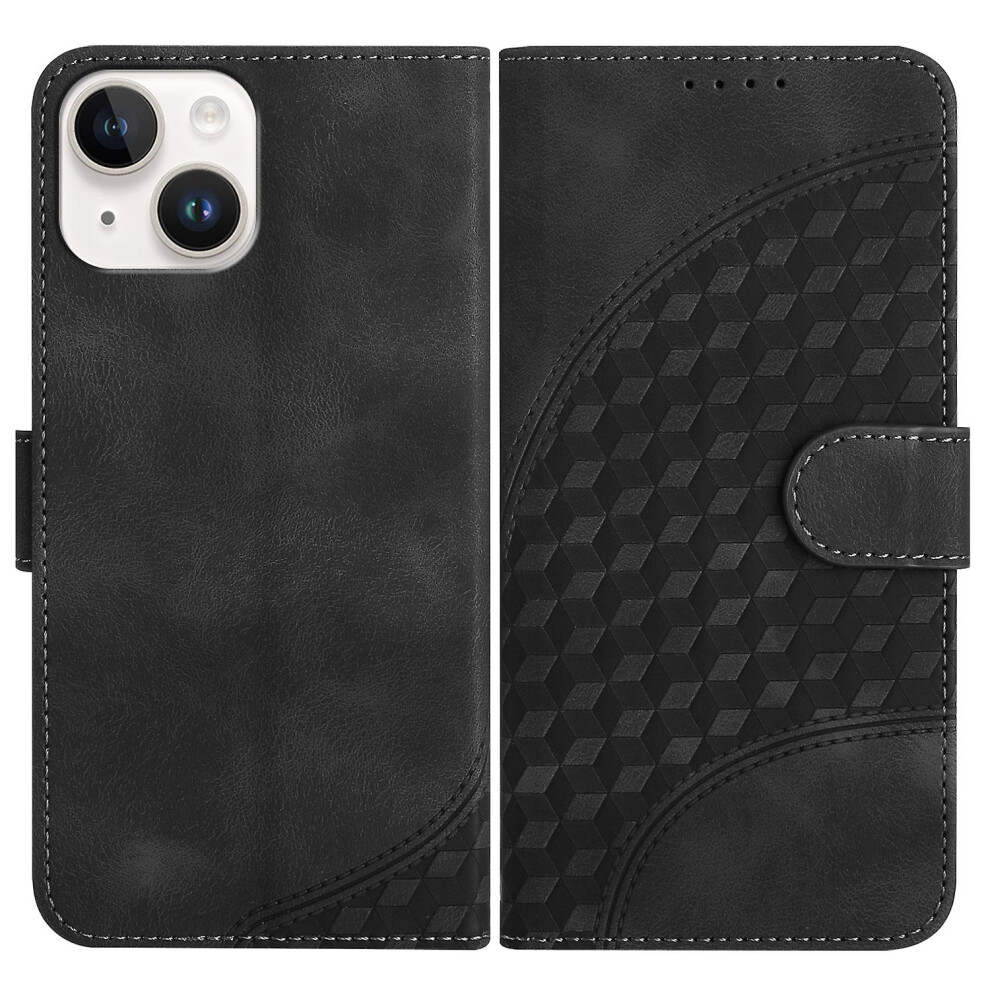 Compatible Iphone 15 Elephant Head Embossed Phone Leather Case With Lanyard: Black 4753601164546