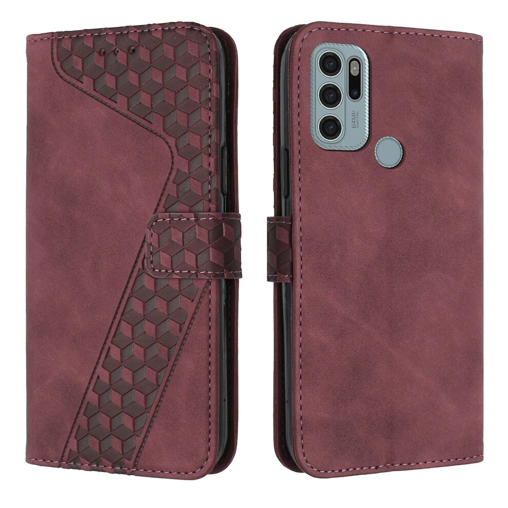 Moto G60s Case, Pu Leather Flip Cover Magnetic Clasp Design Wallet Card Slots Stand Case: Red 5065003381926