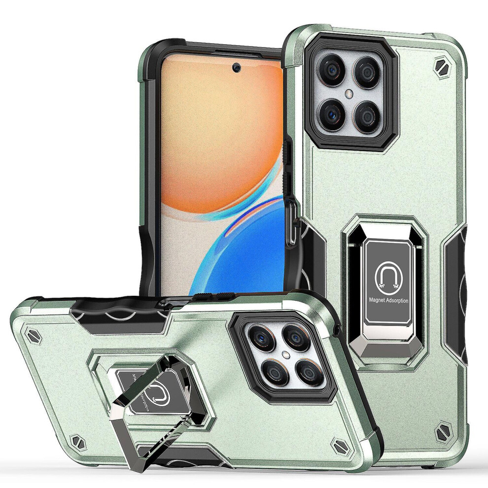 Case Compatible Honor X8 Shockproof Magnetic With Ring Holder: Green 7056706126998