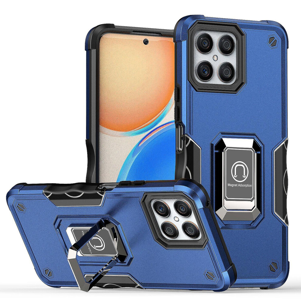 Case Compatible Honor X8 Shockproof Magnetic With Ring Holder: Blue 7056706126981