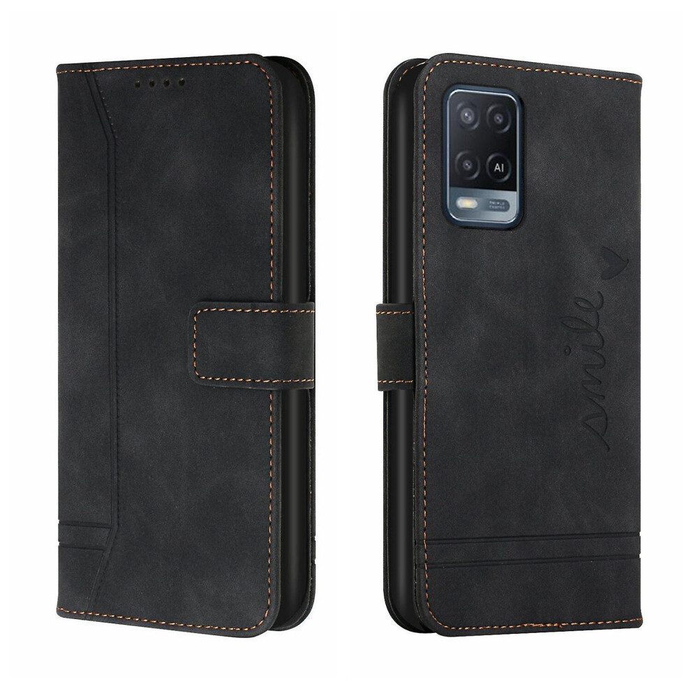 Leather Magnetic Closure Case With Flip Wallet Stand Function Cover Compatible Oppo A55 5G: Black 5702815337733