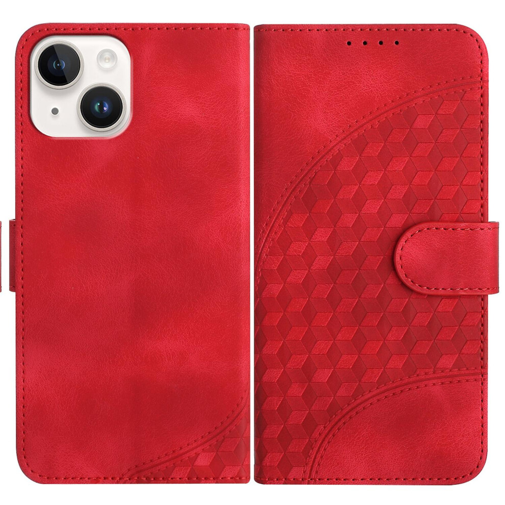 Compatible Iphone 15 Elephant Head Embossed Phone Leather Case With Lanyard: Red 4753601164591