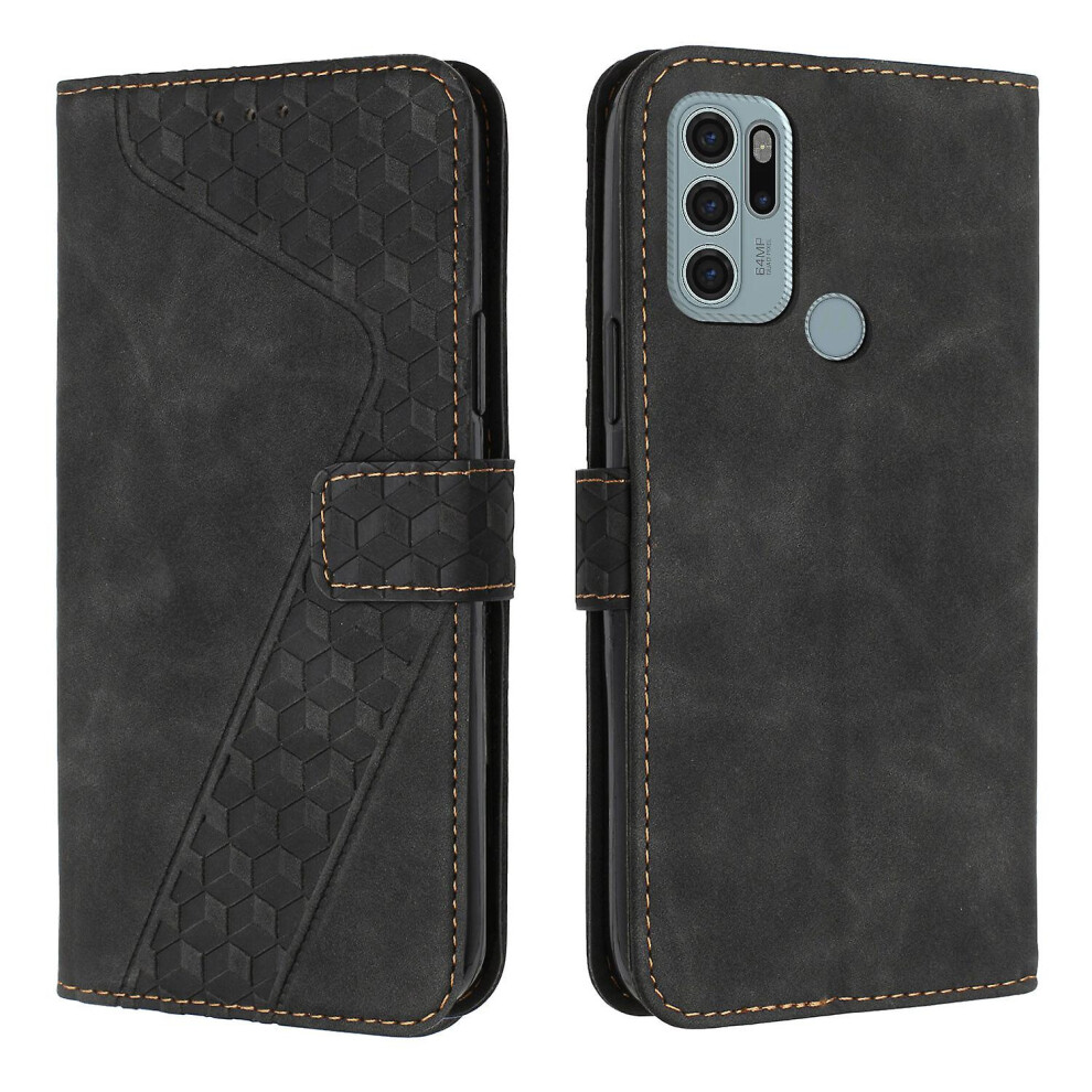 Moto G60s Case, Pu Leather Flip Cover Magnetic Clasp Design Wallet Card Slots Stand Case: Black 5065003381889
