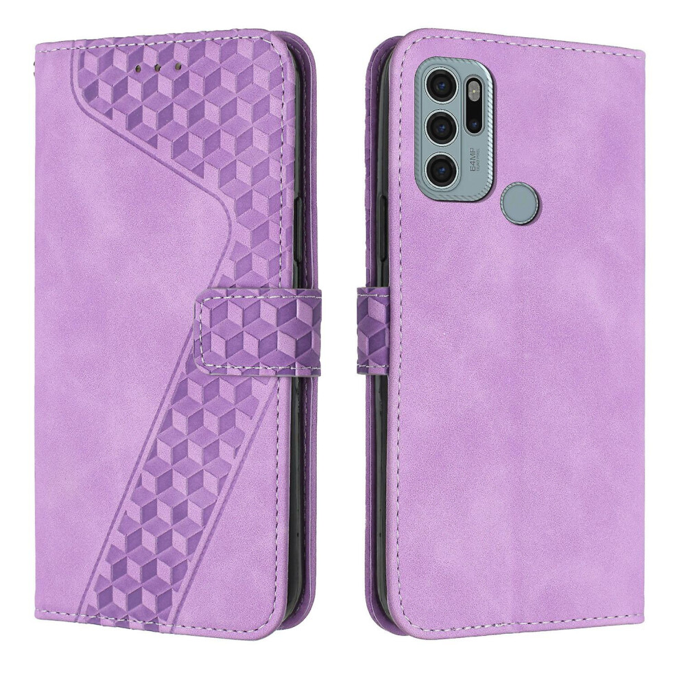 Moto G60s Case, Pu Leather Flip Cover Magnetic Clasp Design Wallet Card Slots Stand Case: Purple 5065003381919