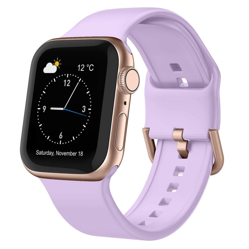 Compatible Apple Watch Se 2023 44Mm Pin Buckle Silicone Watch Band: Lavender 3386850280173