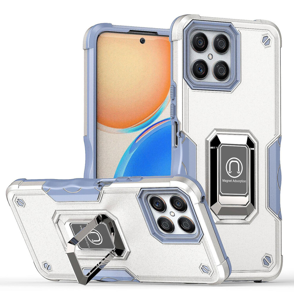 Case Compatible Honor X8 Shockproof Magnetic With Ring Holder: White 7056706127049