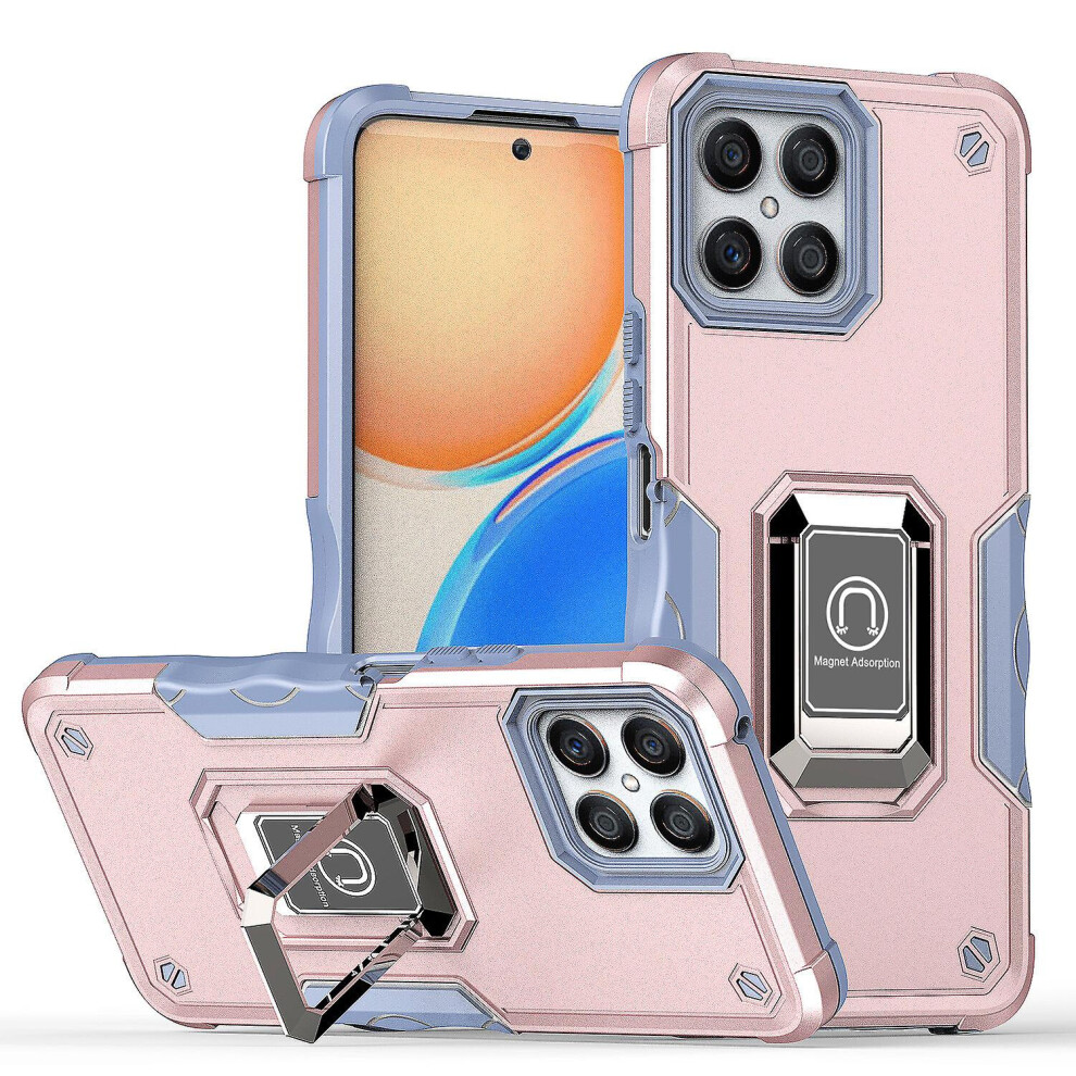 Case Compatible Honor X8 Shockproof Magnetic With Ring Holder:rose Gold 7056706127032