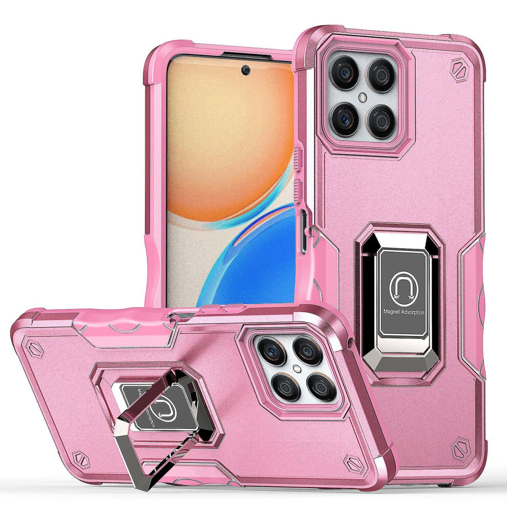 Case Compatible Honor X8 Shockproof Magnetic With Ring Holder: Pink 7056706127018