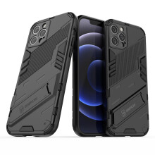 Slim Case compatible iPhone12 Pro Shockproof Dual-Layer Stand Cover:Black