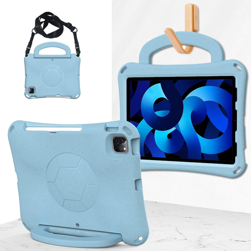 Compatible Ipad Air 10.9 2022 / 2020 Handle Football Shaped Eva Shockproof Tablet Case:light Blue 7682067335481
