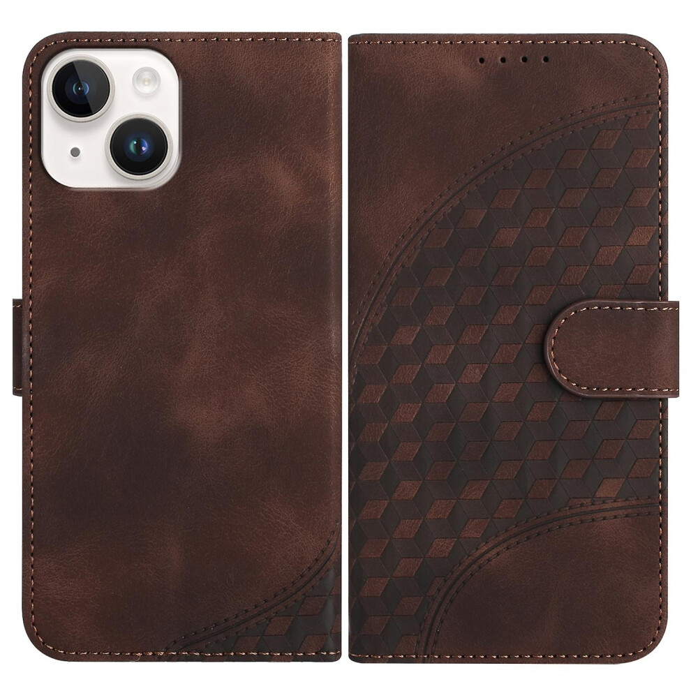 Compatible Iphone 15 Elephant Head Embossed Phone Leather Case With Lanyard:coffee 4753601164553