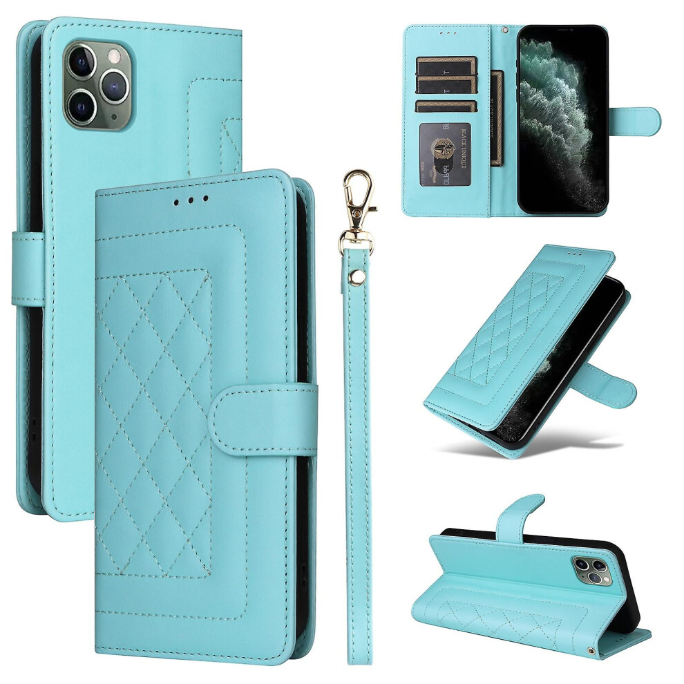 Compatible Iphone 11 Pro Diamond Lattice Leather Flip Phone Case:mint Green 8023556359967