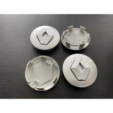 4x Wielnaafdoppen voor Renault, grijs, 57 mm, met embleemlogo voor velg