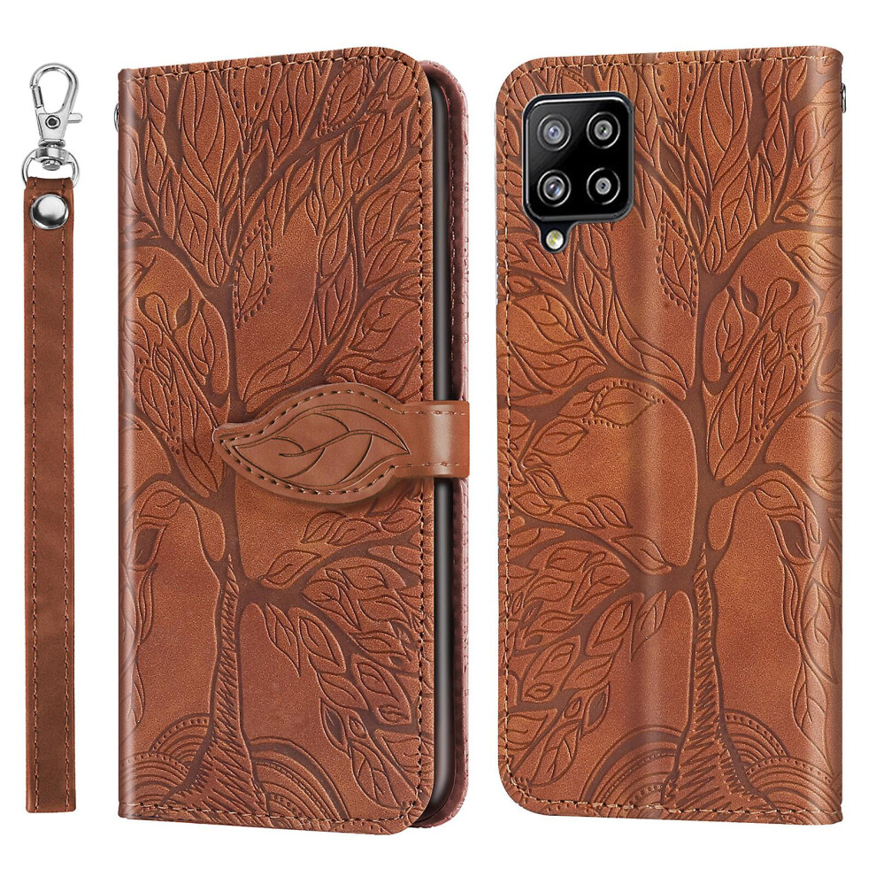 Compatible Samsung Galaxy A42 5G Wallet Case,2 Credit Card Slot Id Card Holder,Pu Leather Flip Case With Strap - Brown 6286216123472