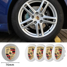 4 x ασημένια κεντρικά καπάκια τροχών Porsche 76mm με λογότυπο για Porsche Cayenne, Cayman, Panamera