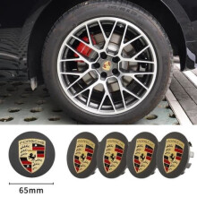 4 x Porsche Macan 65mm grijze wieldoppen met logo