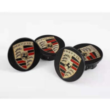 4 schwarze 65-mm-Radnabenkappen mit Logo für Porsche Macan