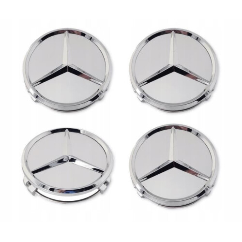 Νέα 4 τεμάχια 75 χιλιοστών λογότυπο Star Benz ασημένια καλύμματα κέντρου τροχού έμβλ 2
