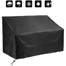 Cover for 2-Seater Garden Bench - FABLCREW - Waterproof, UV-Resistant and Dustproof - Black