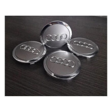 4x Grijze wieldoppen met een diameter van 69 mm, Audi-embleem, wieldop LBQ25