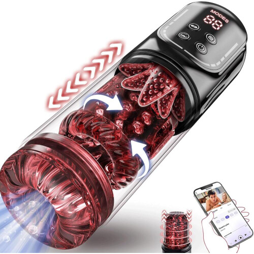 Male Masturbator with APP Control, 7 Modes Thrusting Rotating Suction Vibration, Waterproof Stroker with LCD