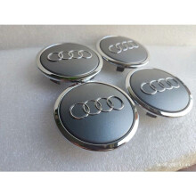 4x graue Radnabenkappen, 69 mm Durchmesser, Audi-Emblem, Radnabenkappe LBQ25